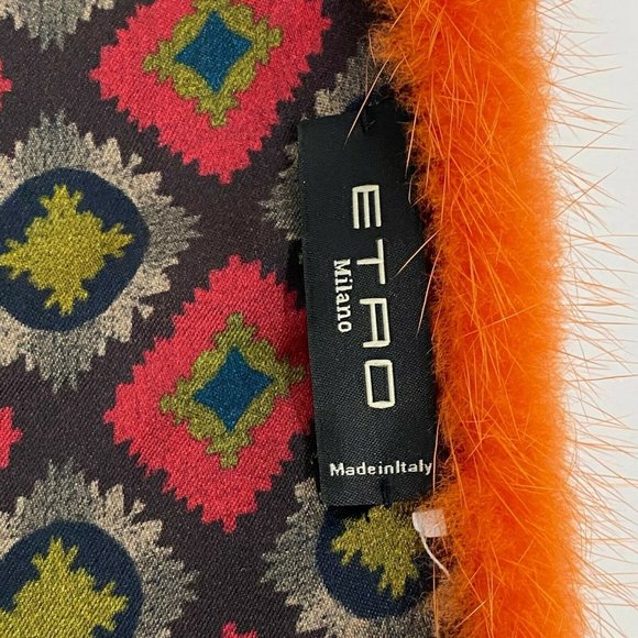 $5k RARE! ETRO Genuine Dyed Mink and Silk SHAWL WRAP STOLE SCARF 58" X 10" - Picture 7 of 9